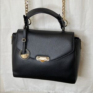 VERSACE COLLECTION LBF302S BLACK CALF LEATHER SATCHEL
